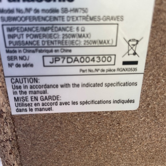 Panasonic Home Audio Subwoofer passive version - Picture 7 of 8